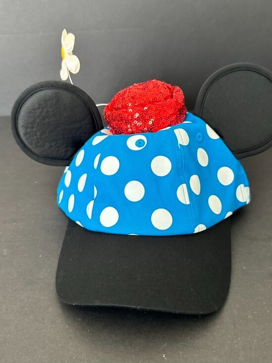 Disney Parks Classic Minnie Mouse Blue Polka Dot Ears Hat NEW main image 3